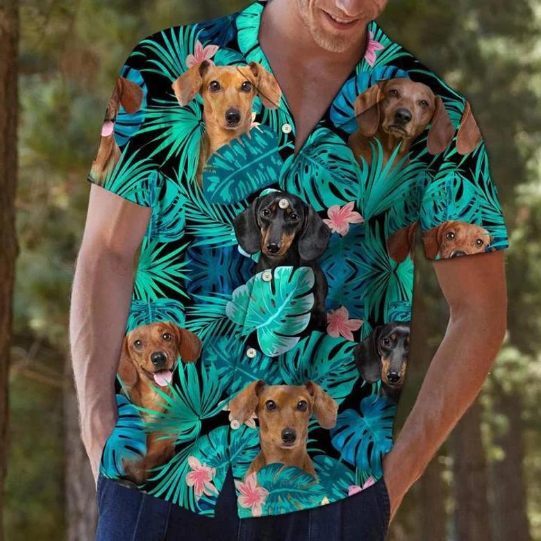 Head Of Dachshund Tropical Jungle Design Hawaiian Shirt For Men And Women Summer Gifts