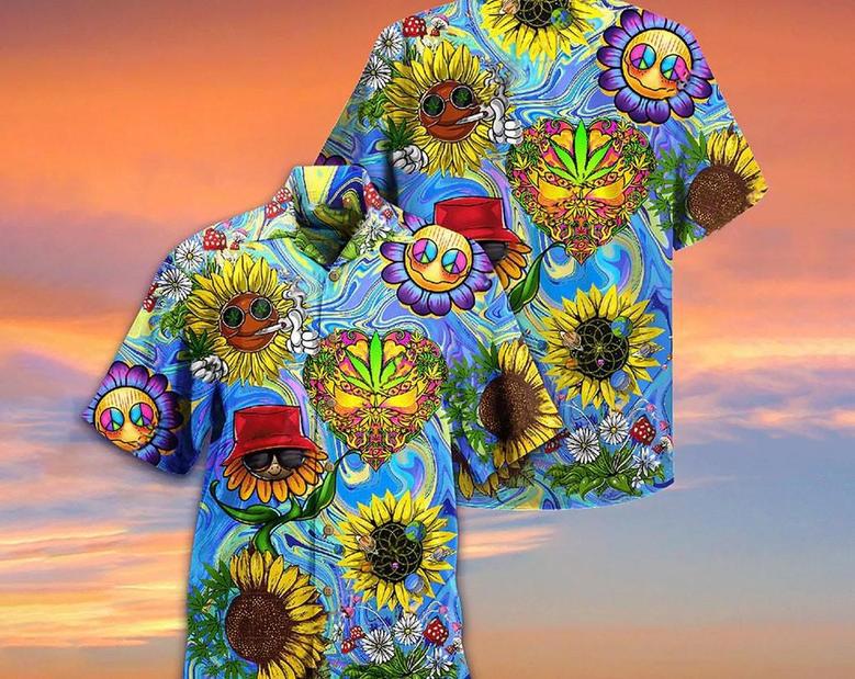 Hippie Sunflowers Stay Trippy Little Hippie - Hawaiian Shirt, Aloha Tropical Hawaii Shirt, Gift For Family, Funny Hawaiian Shirt. Summer Gifts