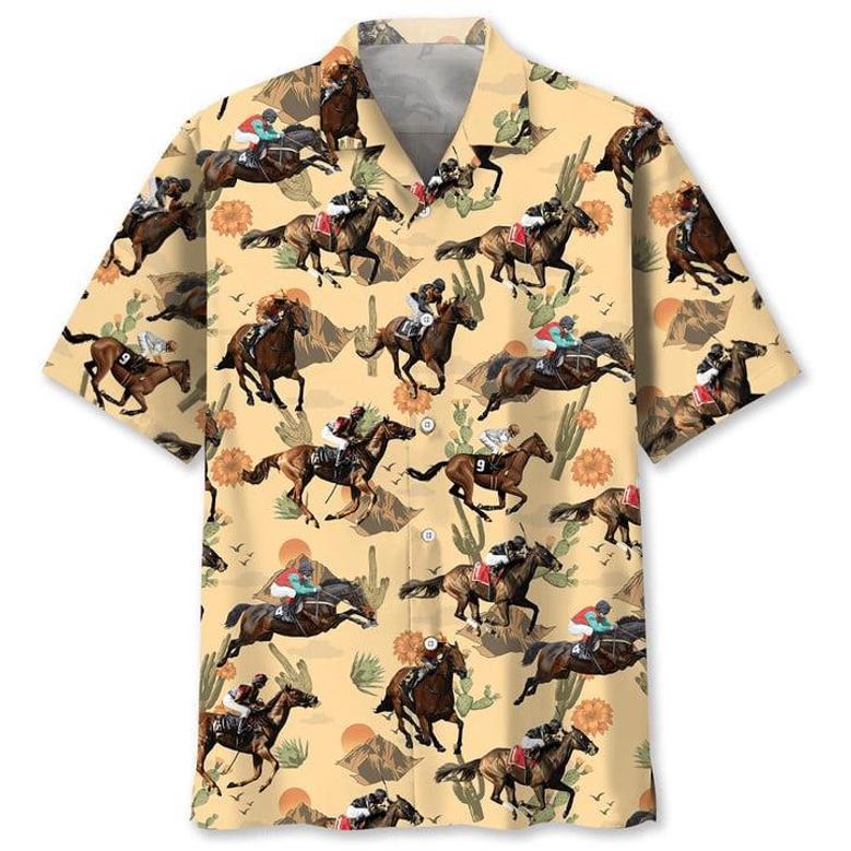 Horse Racing Desert Hawaiian Shirt Summer Gifts