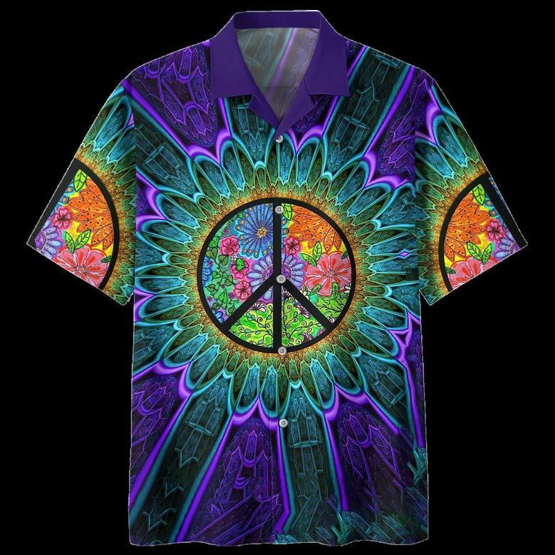 Imagine All The People Living In Peace- Peace Sign- American Flag- Hippie Hawaiian Shirt Summer Gifts