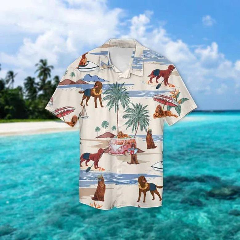 Irish Terrier Summer Beach Hawaiian Shirt, Hawaiian Shirts For Men Women Short Sleeve Aloha Beach Shirt Summer Gifts