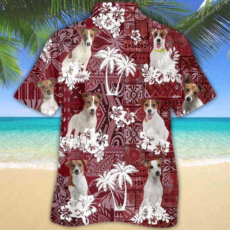 Jack Russell Terrier Red Hawaiian Shirt, Gift For Dog Lover Shirts, Men's Hawaiian Shirt, Summer Hawaiian Aloha Shirt Summer Gifts