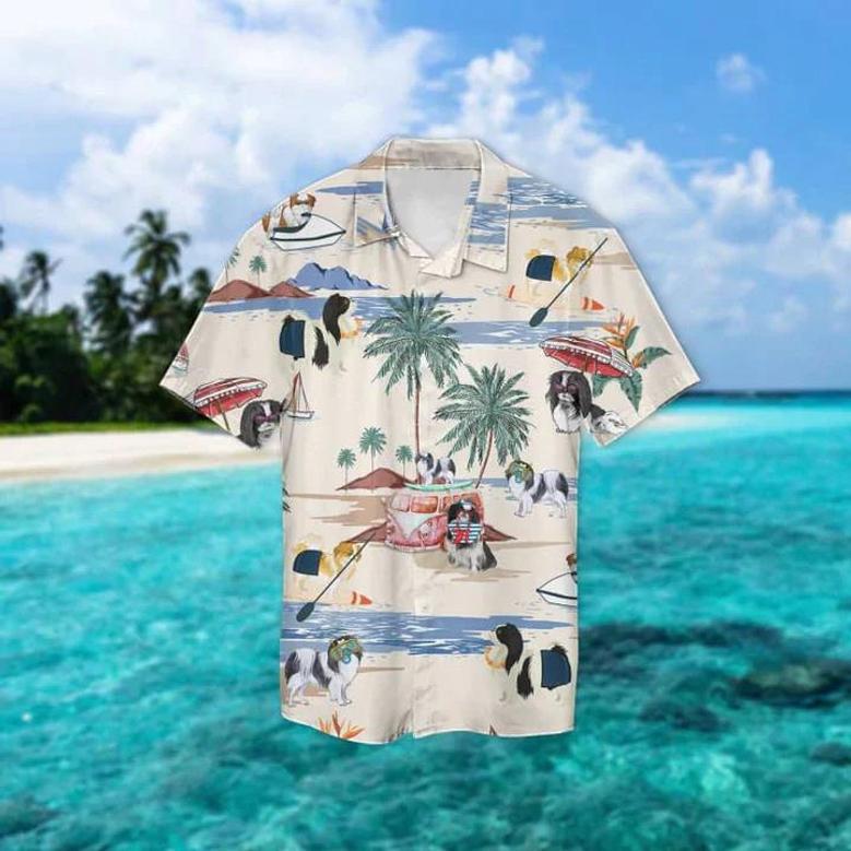 Japanese Chin Summer Beach Hawaiian Shirt, Hawaiian Shirts For Men Women Short Sleeve Aloha Beach Shirt Summer Gifts