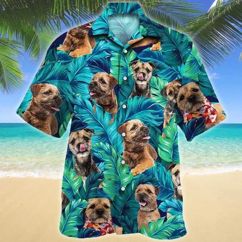 Kawaii Border Terrier Dog Lovers Gift Summer Beach Palm Tree Pattern Hawaiian Shirt Summer Gifts