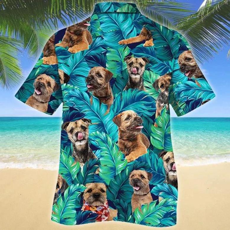 Kawaii Border Terrier Dog Lovers Gift Summer Beach Palm Tree Pattern Hawaiian Shirt Summer Gifts