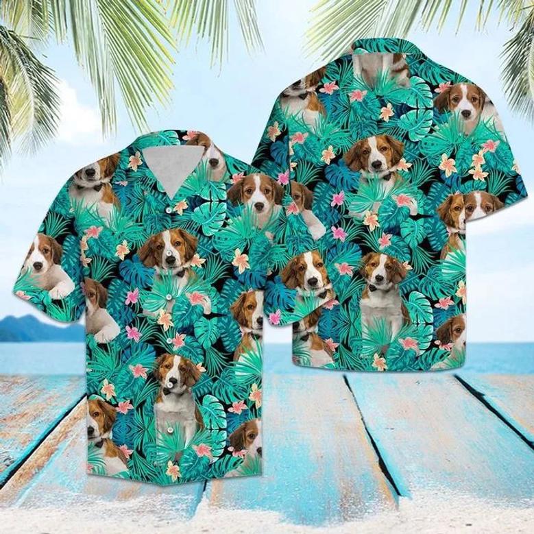 Kooikerhondje Dog Among Tropical Leaves And Flowers Hawaiian Shirt Summer Gifts