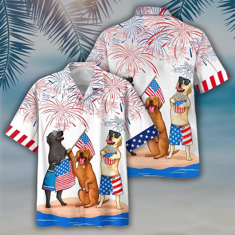 Labrador Hawaiian Shirt- Independence Day Hawaiian Shirt, Usa Patriotic Hawaiian Shirt Summer Gifts