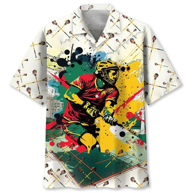 Lacrosse Watercolor Hawaiian Shirt Summer Gifts