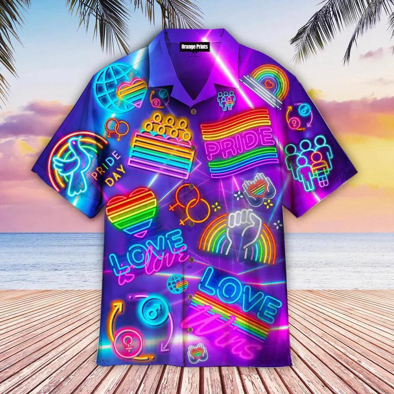 Lgbt Gay Pride Month Aloha Hawaiian Shirts, Lgbt Pride Shirt, Love Is Love Shirt Summer Gifts