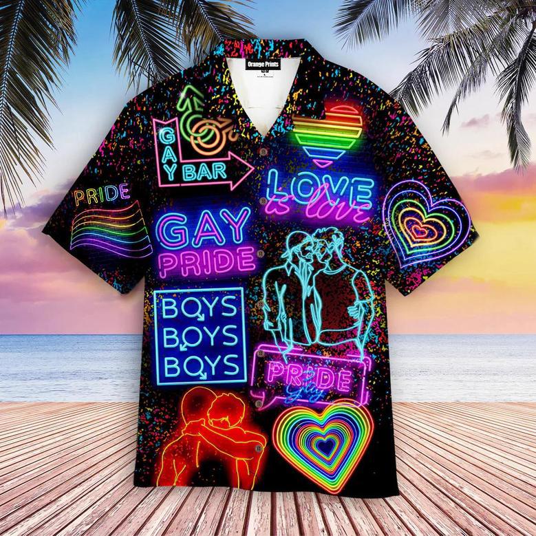 Lgbt Gay Pride Month Aloha Hawaiian Shirts, Lgbt Pride Shirt, Love Is Love Shirt Summer Gifts