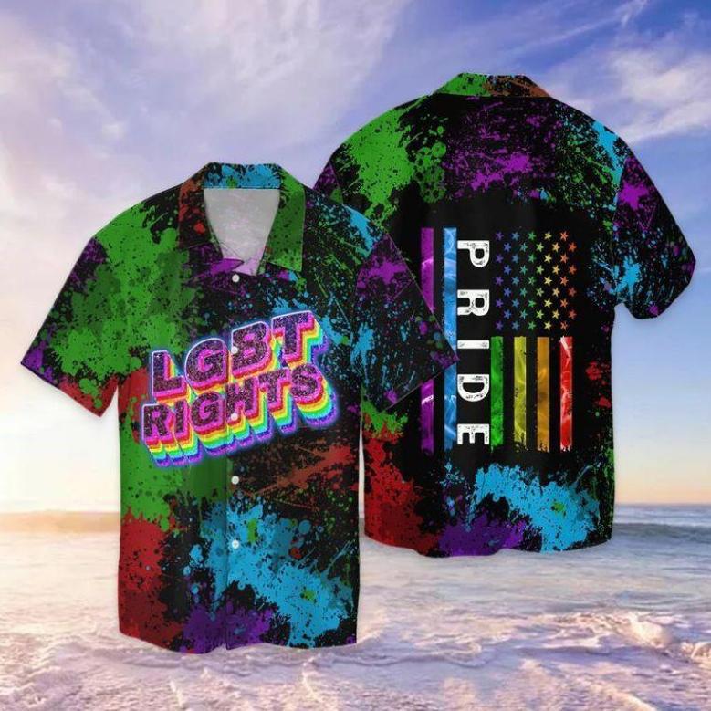 Lgbt Pride Flag Hawaiian Shirt, Lgbt Gift, Lgbt Month, Gay Lesbian Bisexual Trans Flag Summer Gifts