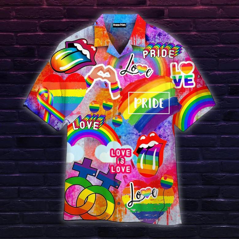 Lgbt Pride Flag Hawaiian Shirt, Lgbt Gift, Lgbt Month, Gay Lesbian Bisexual Trans Flag Summer Gifts