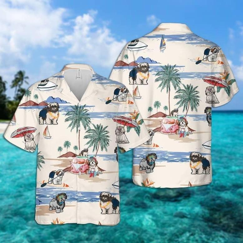 Lhasa Apso Summer Beach Hawaiian Shirt, Dog Beach Short Sleeve Hawaiian Shirt Summer Gifts