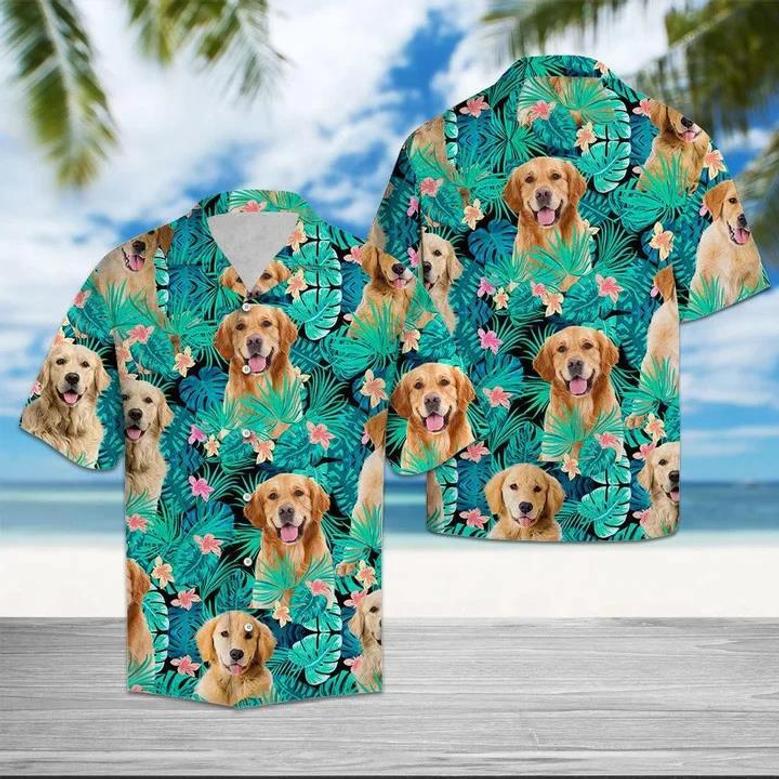 Love Golden Retriever Tropical Jungle Hawaiian Shirt Summer Gifts