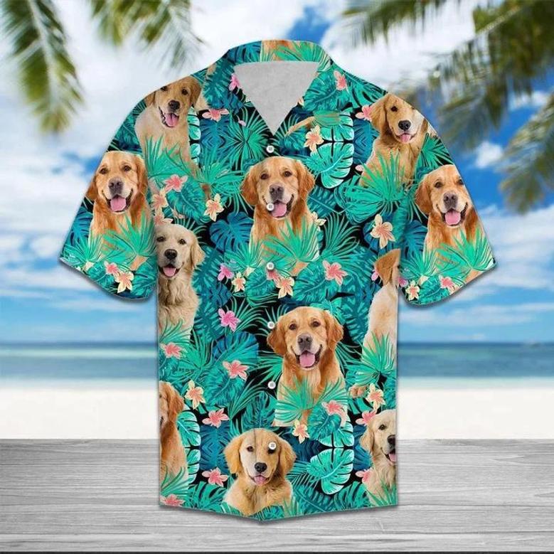 Love Golden Retriever Tropical Jungle Hawaiian Shirt Summer Gifts