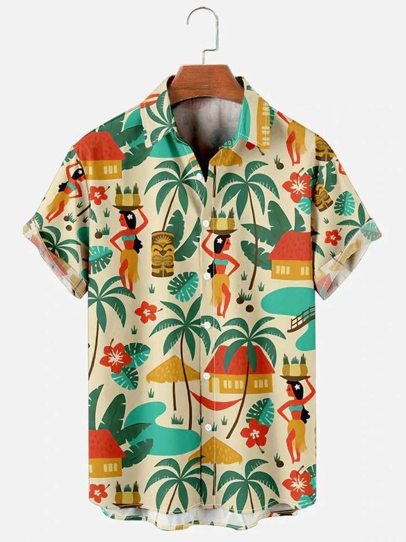 Mens Hawaiian Shirt Aloha Beach Retro Hippie Girl Hawaiian Short Sleeve Shirt Summer Gifts