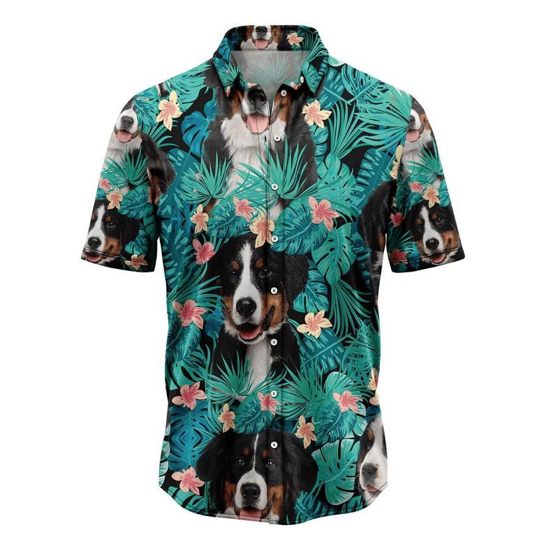 Mens Hawaiian Shirt, Bernese Mountain Dog Tropical Casual Short Sleeve Button Down Shirts Aloha Shirt Summer Gifts