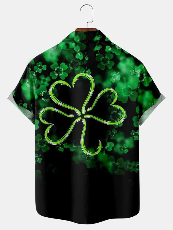 Men's St. Patrick's Clover Hawaiian Shirt, Shamrock Shirt, Irish Day Hawaiian Shirt Summer Gifts