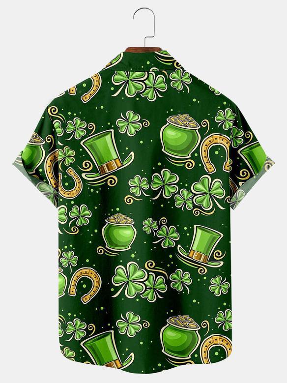 Men's St. Patrick's Day Shamrock Hat Hawaiian Shirt, Shamrock Shirt, Irish Day Hawaiian Shirt Summer Gifts