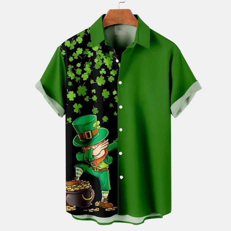 Men's St. Patrick's Fun Elf Hawaiian Shirt, Shamrock Shirt, Irish Day Hawaiian Shirt Summer Gifts