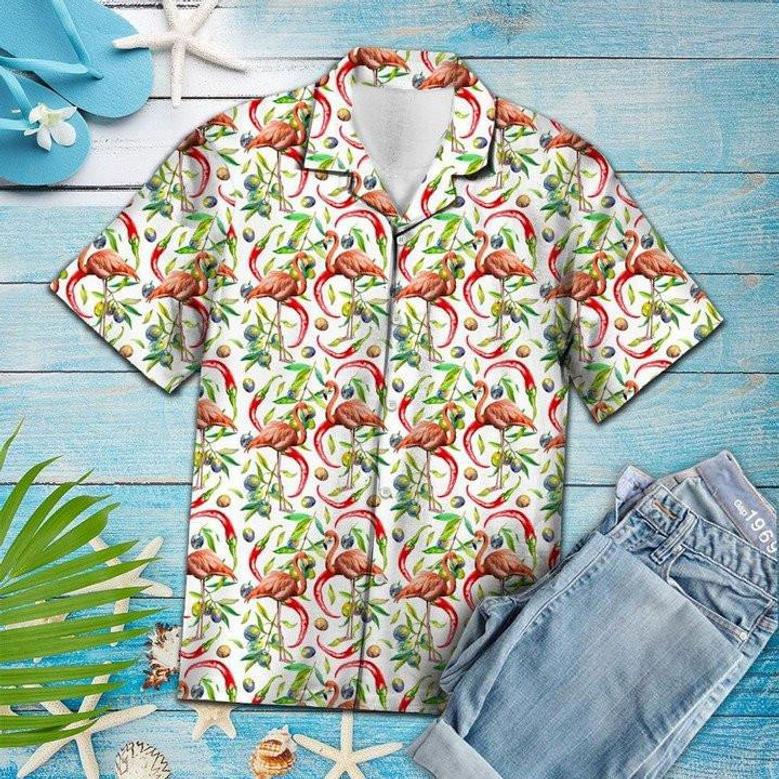 Messy Chili Peppers And Flamingo Hawaiian Shirt Summer Gifts