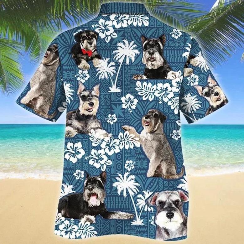 Miniature Schnauzer Different Poses Dog Lovers Blue Tribal Pattern Hawaiian Shirt Summer Gifts