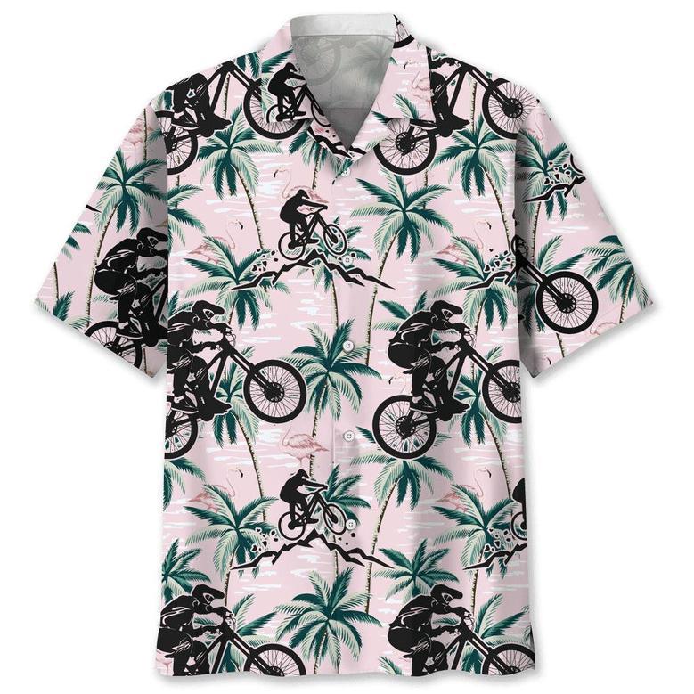 Mountain Bike Tropical Pink Hawaiian Shirt Summer Gifts