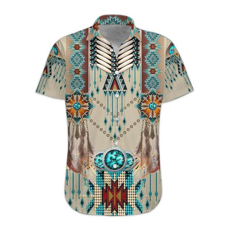 Native American Hawaii Shirt, Hawaiian Shirts For Men Print Button Down Shirt Summer Gifts