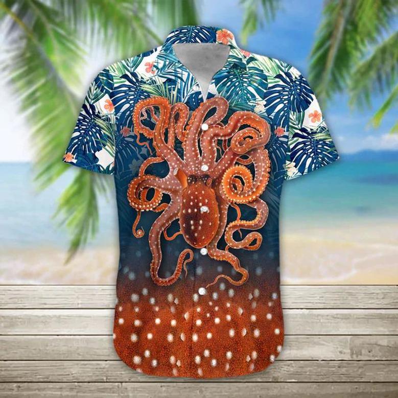 Octopus Hawaii Shirt, Summer Hawaiian Shirts Casual Short Sleeve Shirt Men Summer Gifts