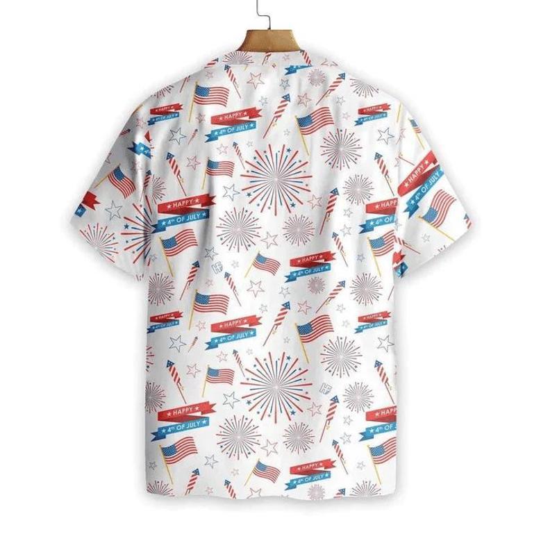 Of July Hawaii Shirt Flag On White Watercolor Hawaiian Shirt Summer Gifts