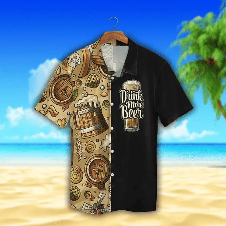 Old Beer Watercolor Hawaiian Shirt, Summer Hawaii Shirt For Men Women Summer Gifts