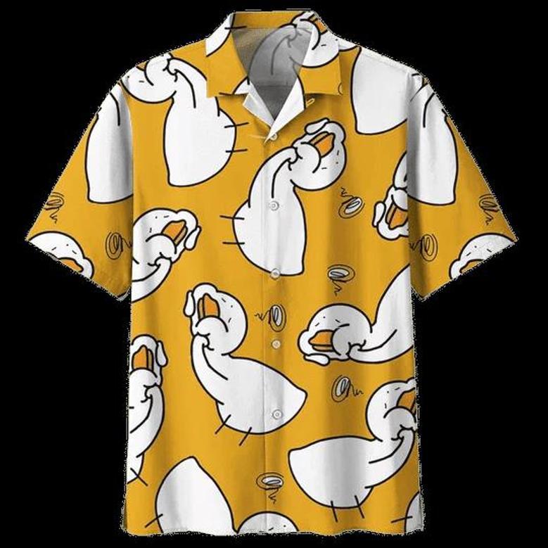 Orange Duck Background Hawaiian Shirt Summer Gifts