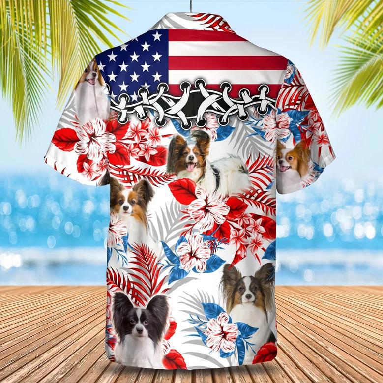 Papillon Flower American Flag Hawaiian Shirt, Summer Aloha Shirt, Men Hawaiian Shirt, Gift For Summer Summer Gifts