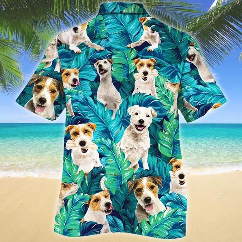 Parson Russell Terrier Dog Lovers Tropical Leaves Pattern Hawaiian Shirt Summer Gifts