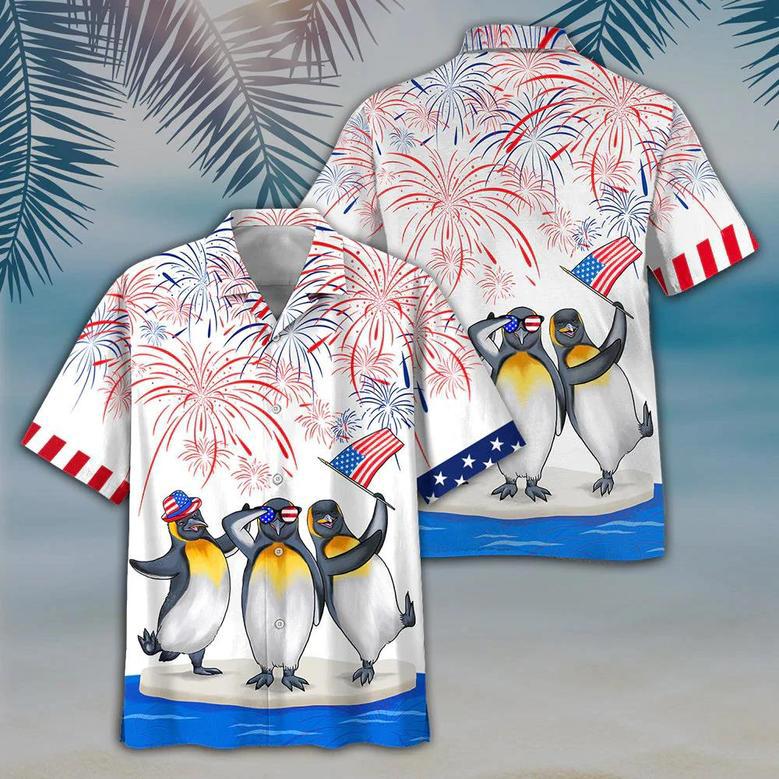 Penguins Of July Hawaiian Shirt, Independence Is Coming, Usa Patriotic Hawaiian Shirt Summer Gifts