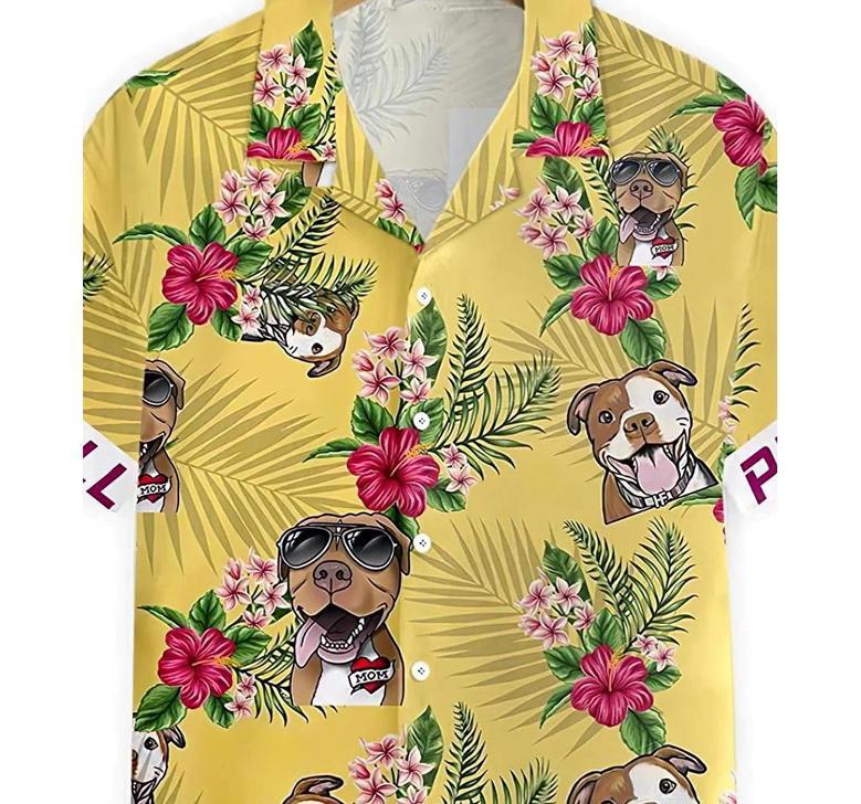 Pitbull Summer Clothes Hawaiian Shirt, Button Up Aloha Shirt For Men, Women Summer Gifts