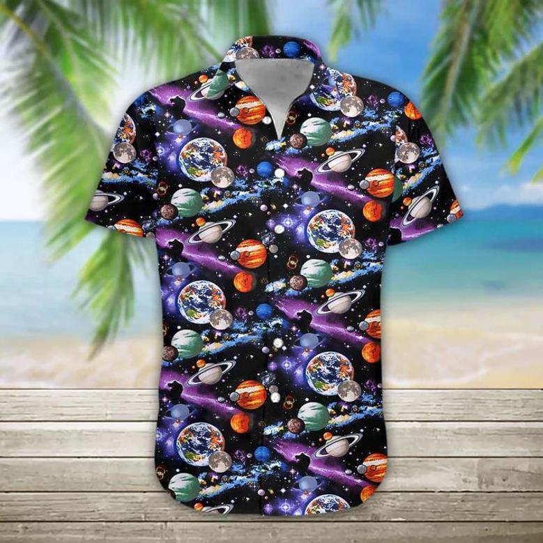 Planet Solar System Hawaiian Shirt, Hawaiian Shirts For Men Print Button Down Shirt Summer Gifts