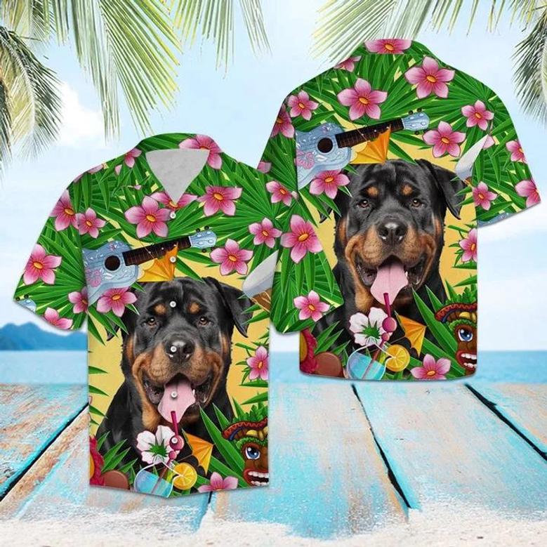 Playful Rottweiler Chilling Summer Party Pattern Hawaiian Shirt Summer Gifts