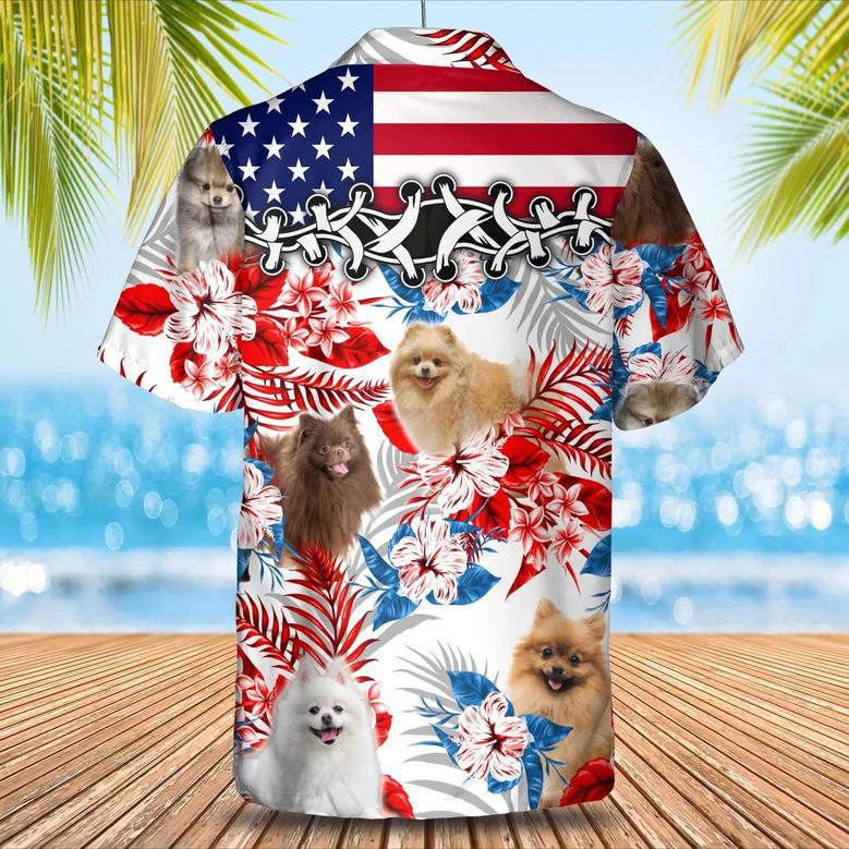 Pomeranian Flower American Flag Hawaiian Shirt, Summer Aloha Shirt, Men Hawaiian Shirt, Gift For Summer Summer Gifts