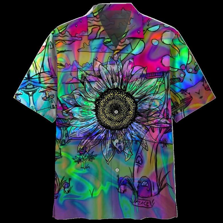 Psychedelic Shirt- Peace Sign- Hawaiian Shirt Summer Gifts