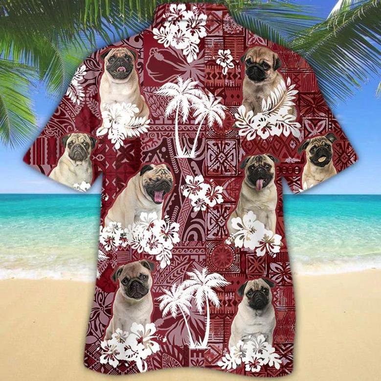 Pug Dog Hawaiian Shirt, Gift For Dog Lover Shirts, Men's Hawaiian Shirt, Summer Hawaiian Aloha Shirt Summer Gifts