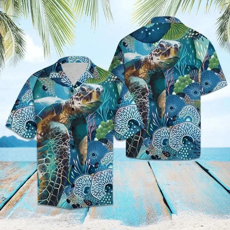 Realistic Turtle Coral Wonderful Ocean World Hawaiian Shirt Summer Gifts