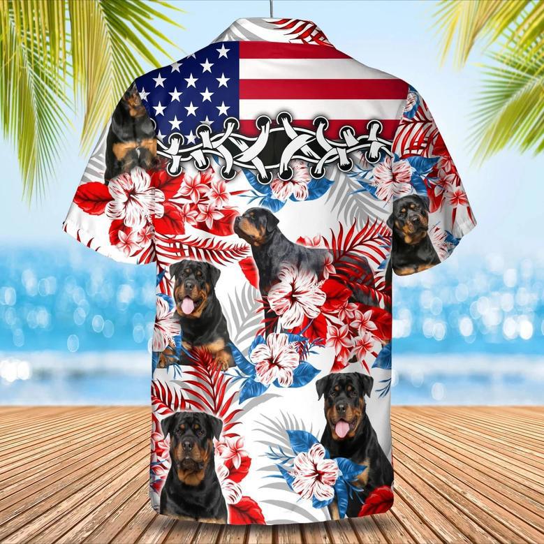 Rottweiler Flower American Hawaiian Shirt, Summer Aloha Shirt, Men Hawaiian Shirt, Women Hawaiian Shirt Summer Gifts