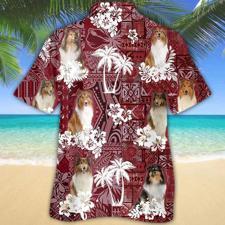 Rough Collie Hawaiian Shirt, Gift For Dog Lover Shirts, Men's Hawaiian Shirt, Summer Hawaiian Aloha Shirt Summer Gifts