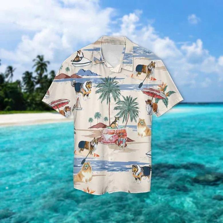 Rough Collie Summer Beach Hawaiian Shirt, Hawaiian Shirts For Men Women Short Sleeve Aloha Beach Shirt Summer Gifts