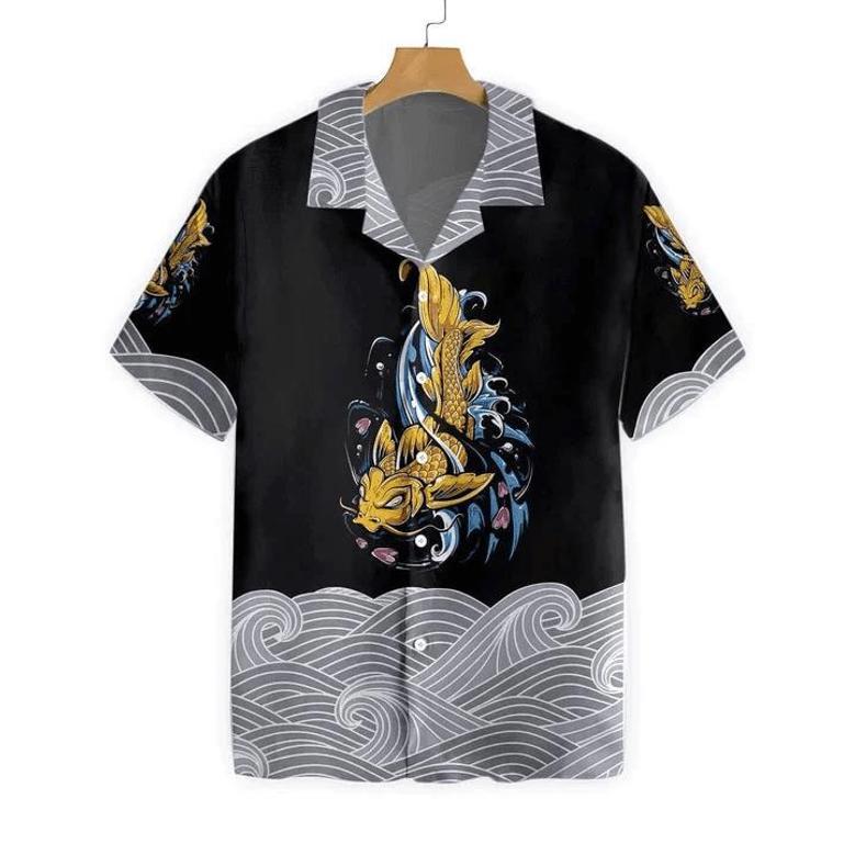 Royal Golden Koi Fish On Waves Hawaiian Shirt Summer Gifts