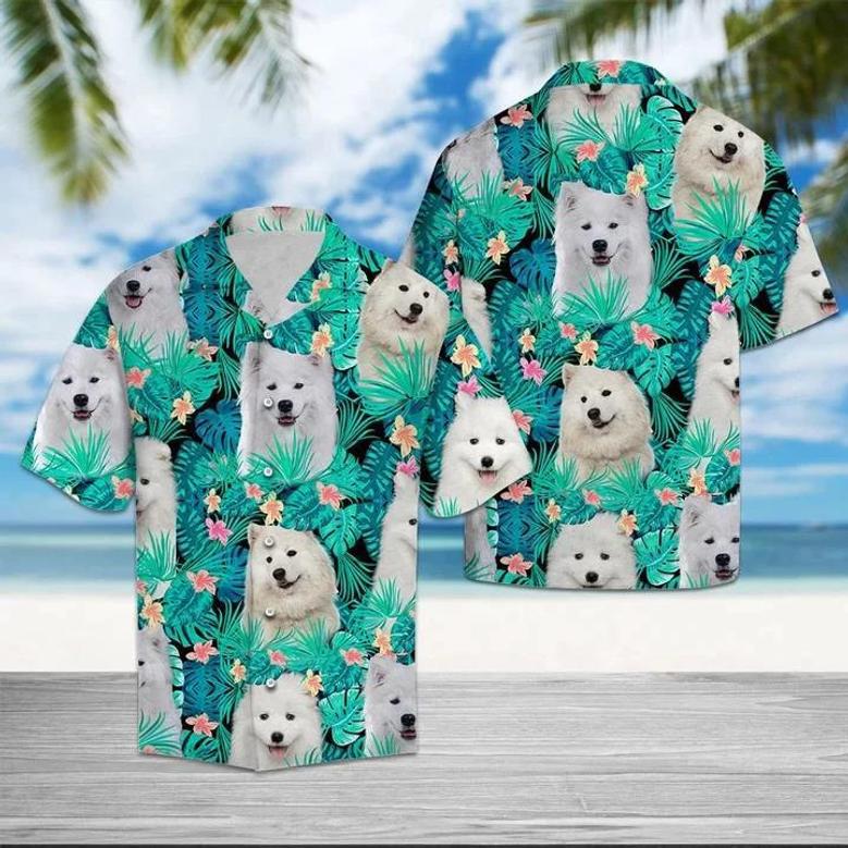 Samoyed Lost In Summer Vibes Tropical Palm Leaves Hawaiian Shirt Summer Gifts