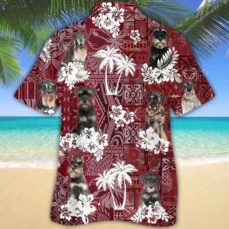 Schnauzer Red Hawaiian Shirt, Gift For Dog Lover Shirts, Men's Hawaiian Shirt, Summer Hawaiian Aloha Shirt Summer Gifts