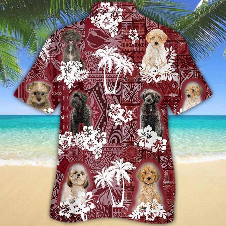 Schnoodle Red Hawaiian Shirt, Gift For Dog Lover Shirts, Men's Hawaiian Shirt, Summer Hawaiian Aloha Shirt Summer Gifts