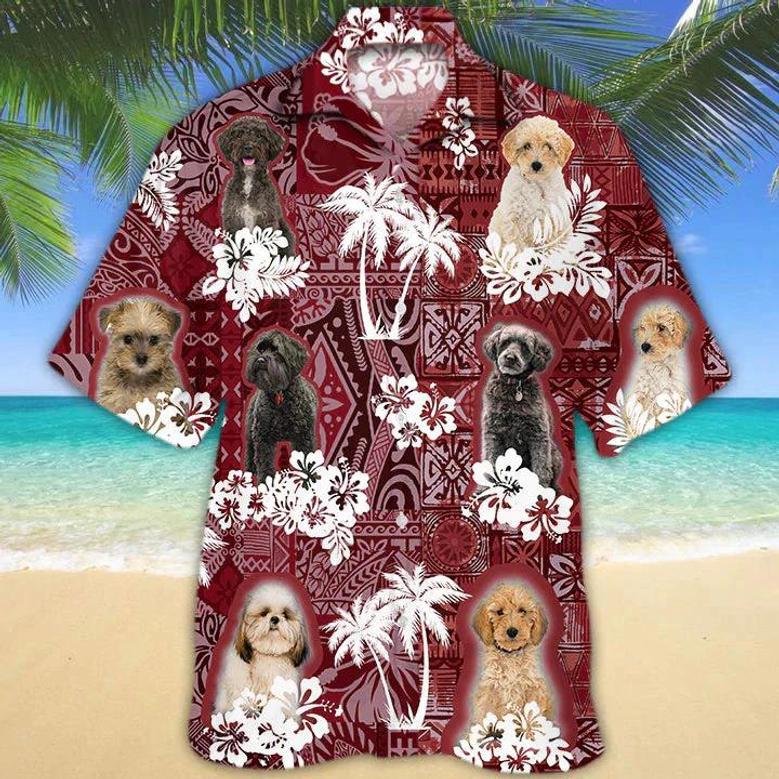 Schnoodle Red Hawaiian Shirt, Gift For Dog Lover Shirts, Men's Hawaiian Shirt, Summer Hawaiian Aloha Shirt Summer Gifts